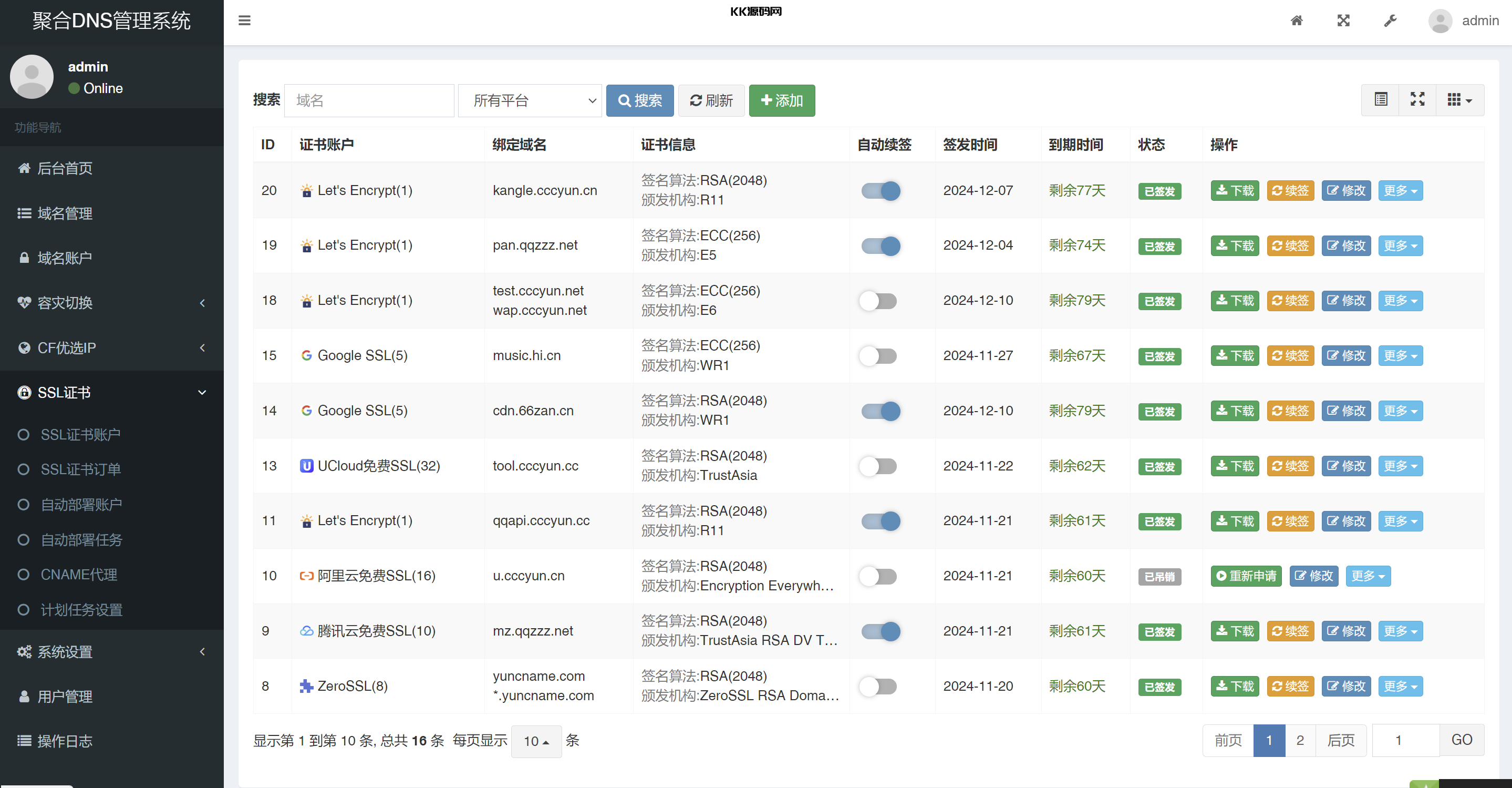 彩虹聚合DNS管理系统v2.5更新