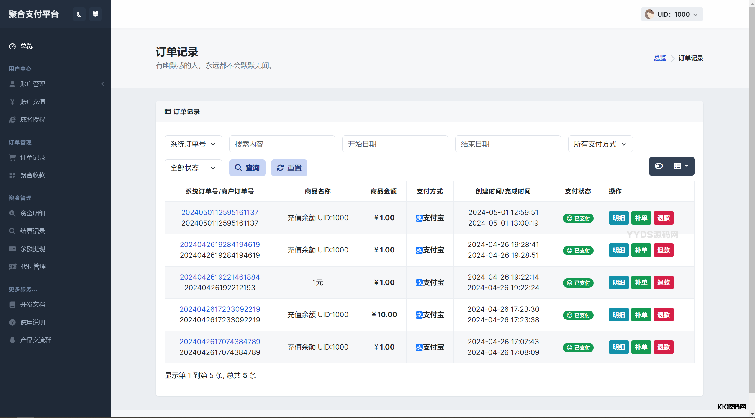 彩虹易支付用户中心美化主题 模版源码